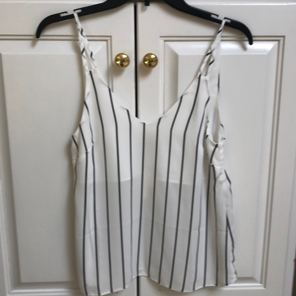Miss selfridge black/white striped polyester tank